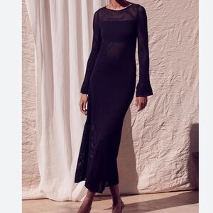 Misa Los Angeles Anu Long Sleeve Navy Light Knit Dress NWT Size Medium